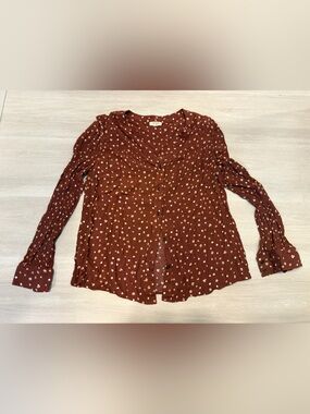 a.n.a Rust Brown/orange floral Button-Down Blouse